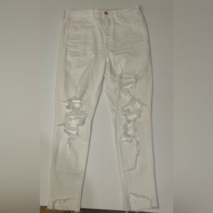 American Eagle Super Hi-Rise Jegging Crop White Ripped Women’s